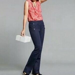 Cabi Womens Mariner Trouser Pants Flared Leg Side Zip Blue Style 5077R Size 2